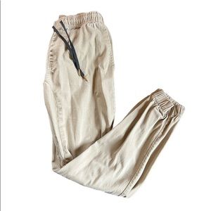 Men’s Free Planet Khaki Jogger Pants Size Large Beige Tan Cuffed Drawstring